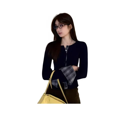 GUOZHEN Темно-синий синий женский трикотаж