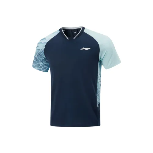 LINING Table Tennis Series T Рубашка Мужская Гуандун Синий