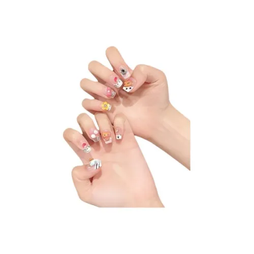 Rui Jin Горячая девушка Ручной работы Леопардовый принт Французский Сладкий Пряный Стиль False Nail Короткий Многоцветный Градиентный Милый 18mm