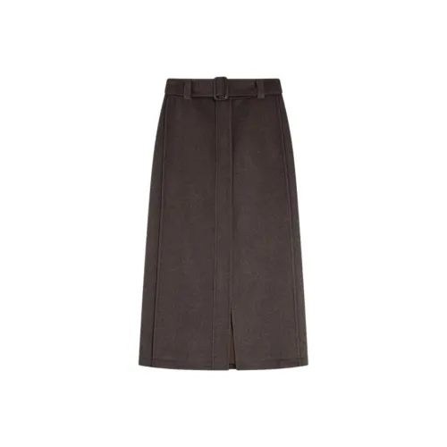 ELLE Темно-коричневая женская повседневная длинная юбка