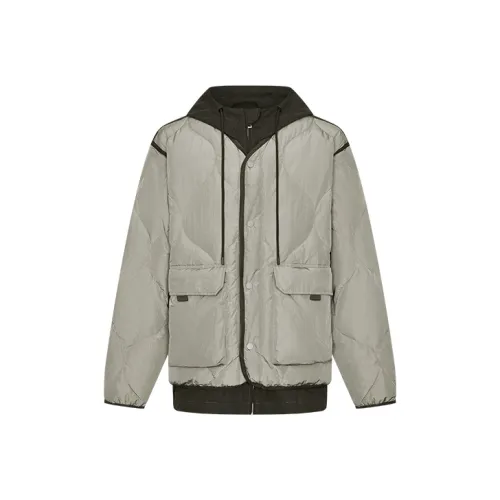 URBAN REVIVO Medium Gray Men's Down Jackets URBAN REVIVO Средне-серый Мужские Пуховики