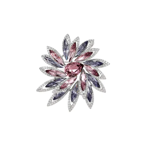 Фиолетовые синтетические кубические циркониевые брошки женские