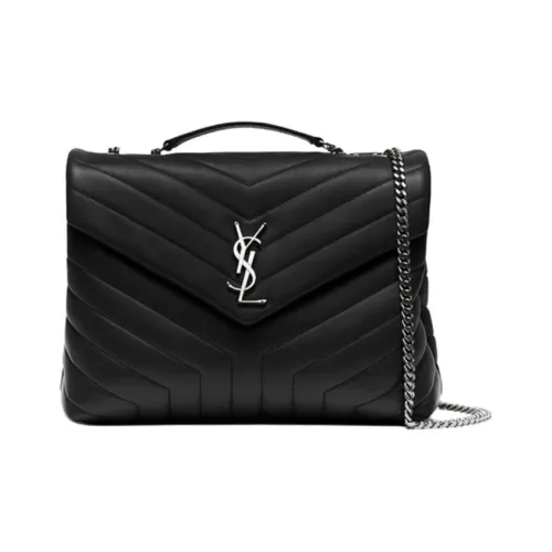 SAINT LAURENT LOULOU Сумка через плечо из кожи среднего размера женская черная