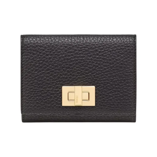 FENDI Peekaboo Кожаный держатель для карт женский черный