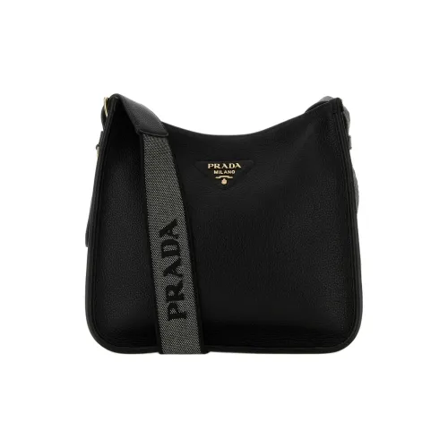 PRADA Сумка через плечо из телячьей кожи унисекс черного цвета