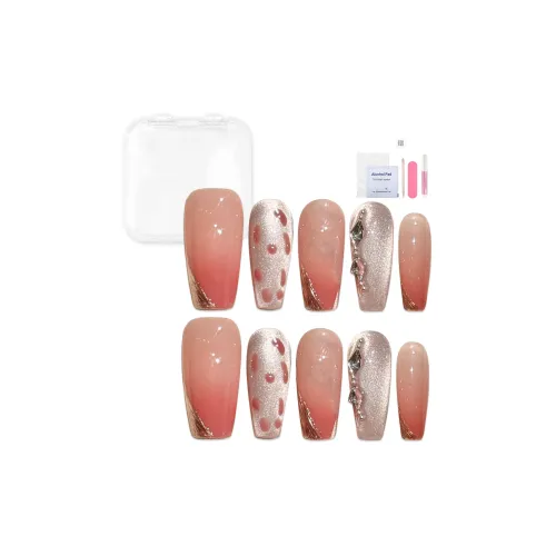 Yun Yue Joe Премиум Французский Soft Brightening Розовый Золотой Градиентный False Nail Средний LADDER 25 мм