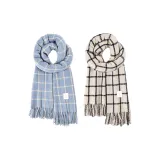 Небесно-синий в клетку + бежевый, черный в клетку