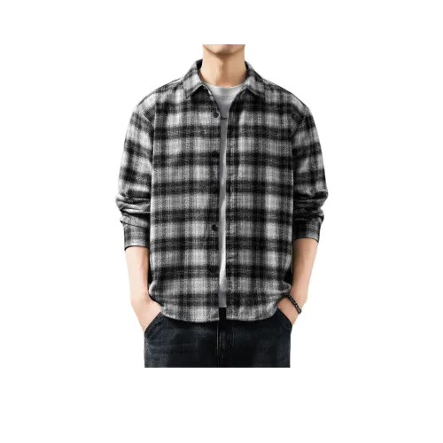 GUISE Черный Белый Клетка Унисекс Рубашки