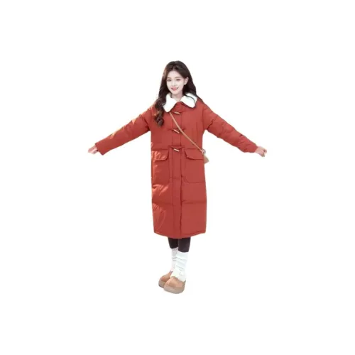 GUOZHEN Ангора Красный Женский Пуховик