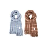 Небесно-синий в клетку + Бежево-кофейный в клетку