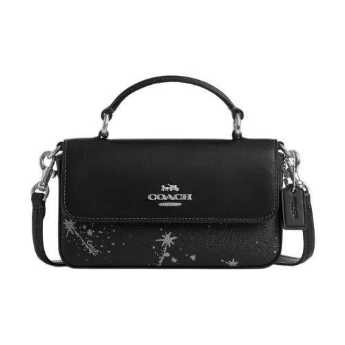 COACH Josie Покрытие Холст с Кожей Вставка Через плечо Сумка Мини Женская Черная