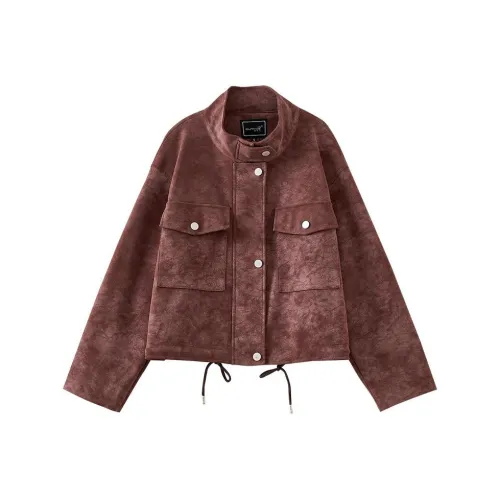 OUNIXUE Киноварный Красный Женский Короткий Пальто