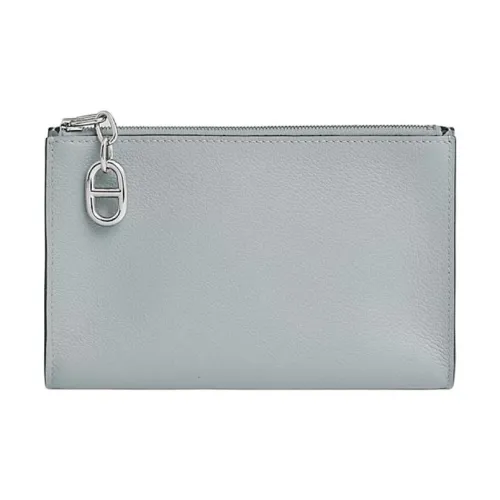 HERMES Zipengo Evercolor Телячья кожа Клатч Женские 8U BLEU Ледниково-голубой