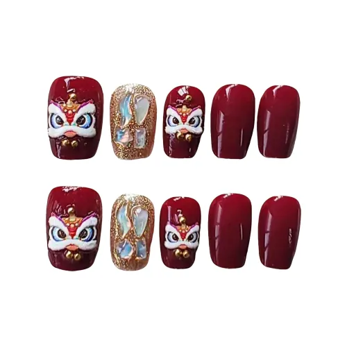 T Z 2026 Осень и зима Good Fortune Лев False Nail Короткий Красный Однотонный Новый китайский стиль