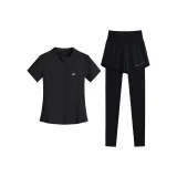 Комплект (Черная короткая рубашка с короткими рукавами + черные штаны)