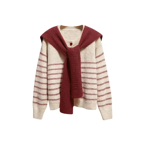 TOUCH Трикотаж Женский Красный+Красный Бежевый Полосы