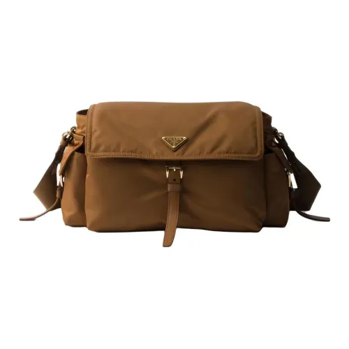 PRADA RE Нейлоновая ткань Сумка через плечо Большая Женская цвет коньячного цвета