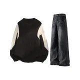 Черный трикотаж + черные джинсы