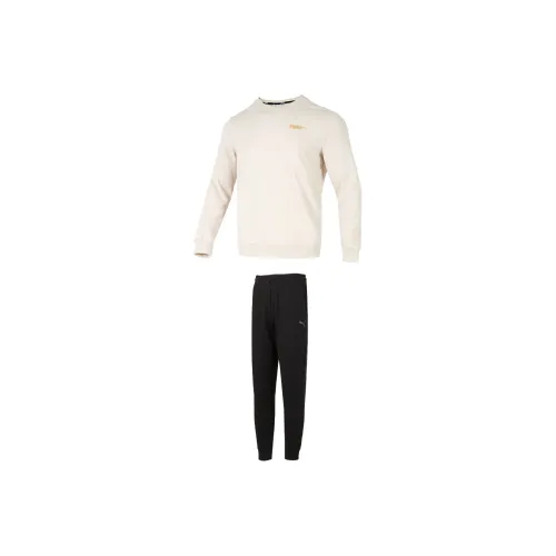 PUMA Clothing Sets Снег Свитшот + Черные Брюки Мужские Спортивные Костюмы с Толстовкой