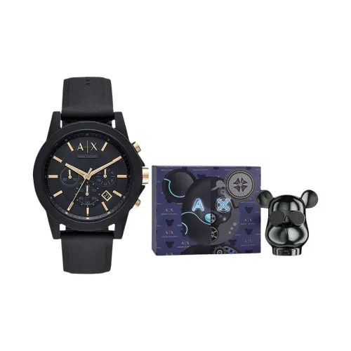ARMANI EXCHANGEAE Наручные часы Кварцевый механизм Силиконовый ремешок 45 мм Черный циферблат Мужские часы