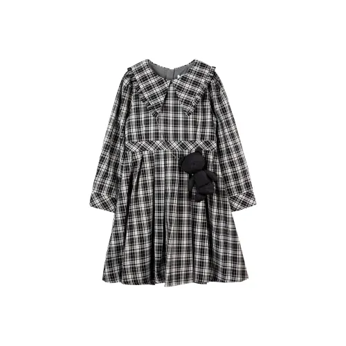 FrogPrince Черно-белая клетка Платья для школьного возраста