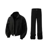 Black Liner Jacket + Black Jeans  
Черная подкладка куртка + черные джинсы