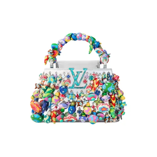 LOUIS VUITTON Takashi Murakami Коллаборация Capucines Бренд Classic Logo Сумка Мини Женская Серебряный