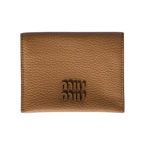 MIU MIU Телячья кожа Держатель для карт Стандартный Унисекс Конфетный цвет и Опавшие листья Сосновый зеленый