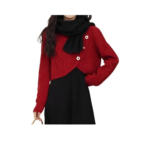 MDEHT Женские Красный укороченный свитер одиночная упаковка женский трикотаж