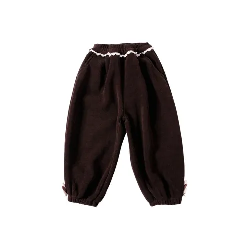 RHOBESAM Zhou Xueqing 2477 Кружево Trims Обхват талии Сердце Повседневные брюки Модель PHOTO 1 Темно-кофейный Предшкольные Тренировочные брюки