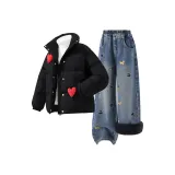 [Thickened и с флисовой подкладкой] Однотонный черный + Однотонный джинсовый синий