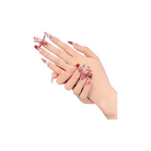 XIAMEIYU Ручной работы Best Selling Сладкий стиль Осветляющий False Nail Трапециоид Длинный Розовый Градиентный Сияние 30MM