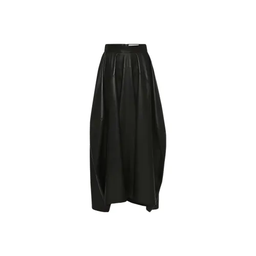 Alexander McQueen FW22 Кожа Длинная Юбка Женская Черная