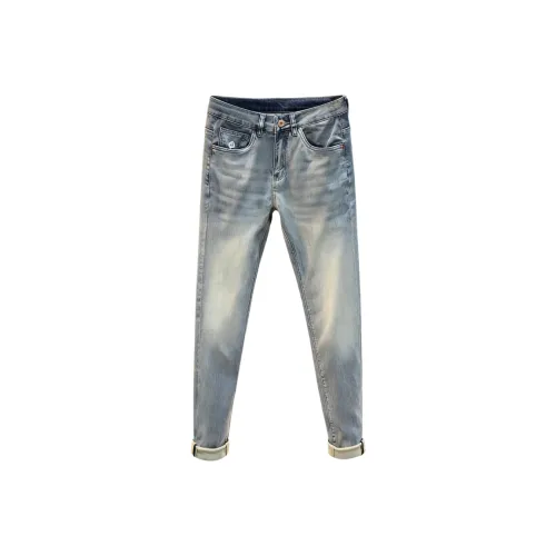 H 75 Синий Серый Мужские Джинсы