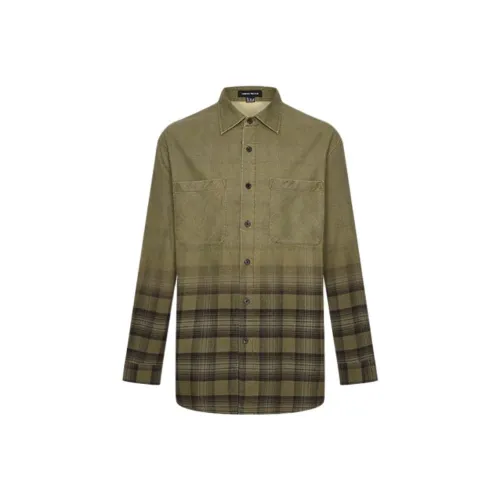 URBAN REVIVO Хаки Зеленый Клетка Мужская Рубашка