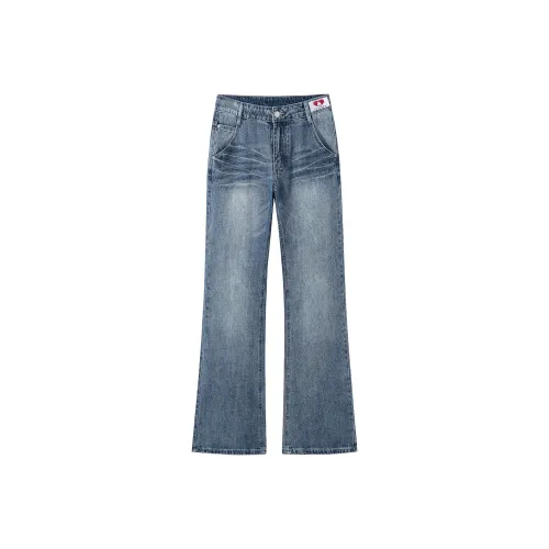 SNOOPY Винтажные синие джинсы с флисовой подкладкой женские