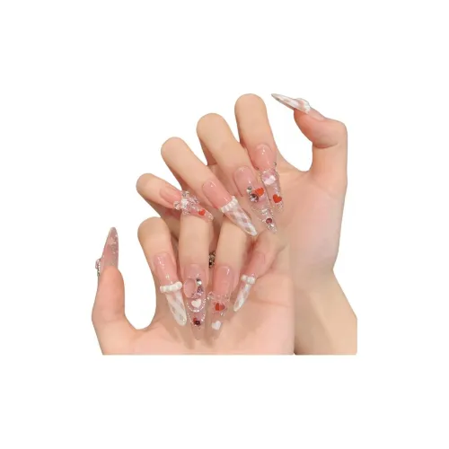 SHAQINUO Margaret Pure Крем Лента Сладкий стиль Квадрат Прозрачный Бант Ручной Nail Art 35mm Искусственный Ногтевой