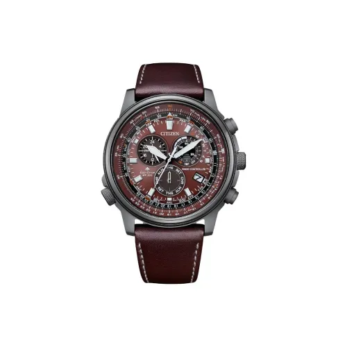 CITIZEN PROMASTER Series Светильник Кварцевый механизм Кожаный ремешок Часы 43,7 мм Мужские часы Кофейный циферблат часов