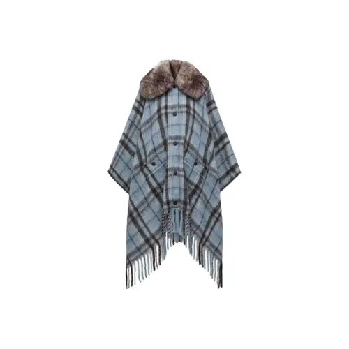 Moncler Grenoble Мантелла в тартановом мохере альпака и лане женский плащ