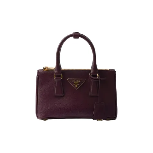 PRADA Galleria Телячья кожа Одно плечо Сумка Мини Женская Бургунди