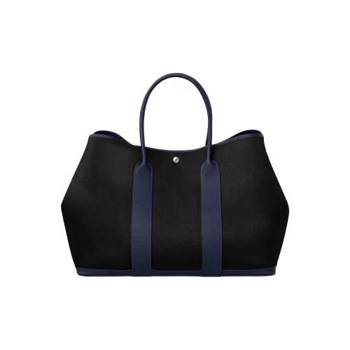 HERMES Garden Party Холст Сумка Мужская Черный Морской Синий Темно-Синий