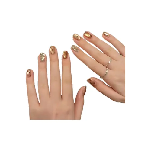 T Z Осенний Зимний Nail Art Мягкий Элегантный Мечтательный Свет Золотой False Nail Короткий Коричневый Градиентный Кошачий глаз