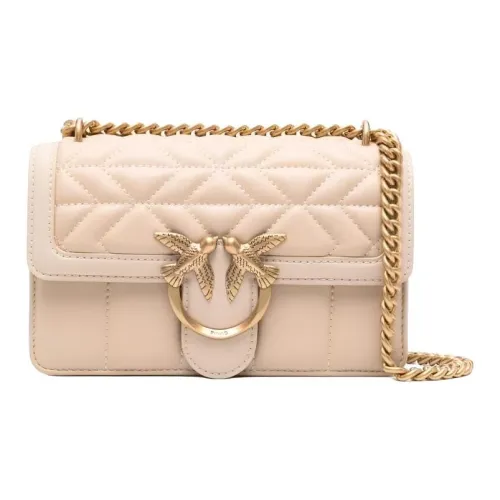 PINKO Love Series Телячья кожа Сумка через плечо Мини Женская Светлый Бежевый