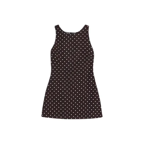 Motel Rocks Ayana Открытое платье с открытой спиной мини среднего размера в полка коричневое без рукавов женское