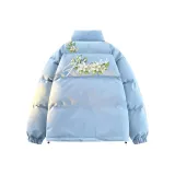 Синий хлопковый пуховик