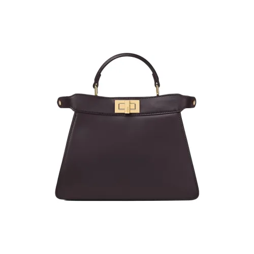 FENDI Peekaboo ISeeU Телячья кожа Сумка Маленькая Женская Темно-коричневая