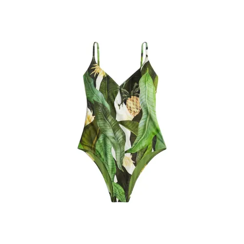 H M Зеленый лист Женские купальники One Piece