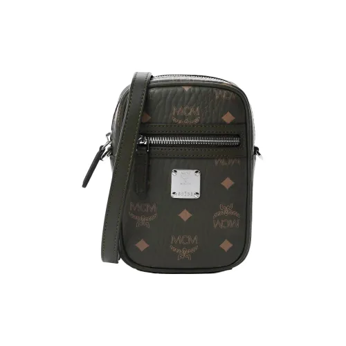 MCM Klassik Visetos Кожа Сумка через плечо Экстра мини Мужская Армейский зеленый