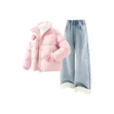 [Thickened и с флисовой подкладкой] Однотонный розовый + Однотонный джинсовый светло-синий