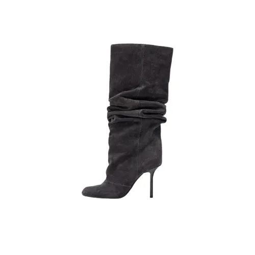 ZARA Колено Высокие сапоги 8,5 см Женские Серые